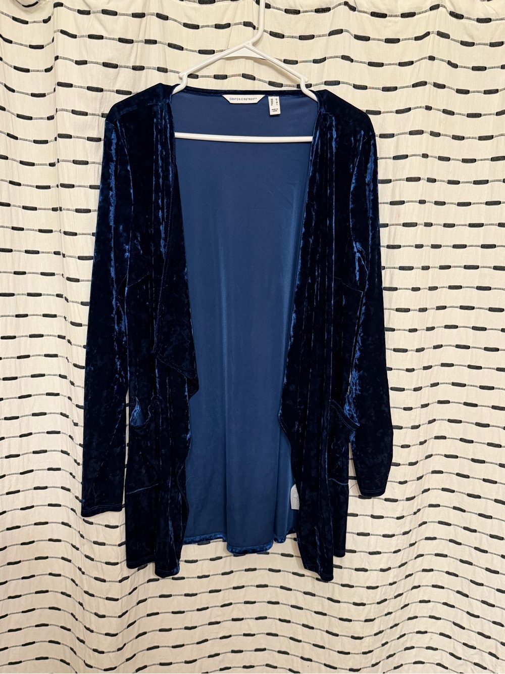 Canon Velvet Open-Front Cardigan in Deep Navy